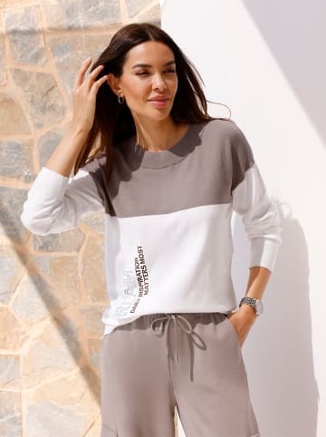 Heine Pullover in taupe-ecru-gemustert
