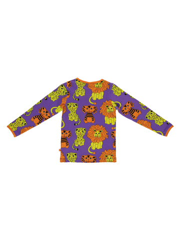 Småfolk Langarmshirt Tiger, Löwe, Leopard in purple heart