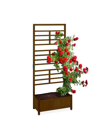 relaxdays Pflanzkasten "Spalierwand" in Braun - (B)71,5 x (H)171 x (T)32 cm