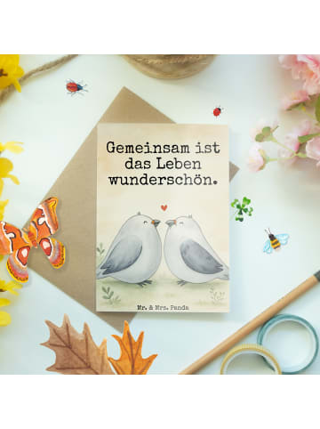 Mr. & Mrs. Panda Beileidskarte Tauben Liebe Design mit Spruch in Weiß