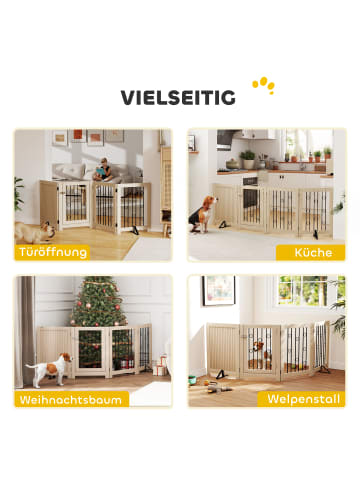 Pawhut Hunde Absperrgitter Eiche 91,5H cm