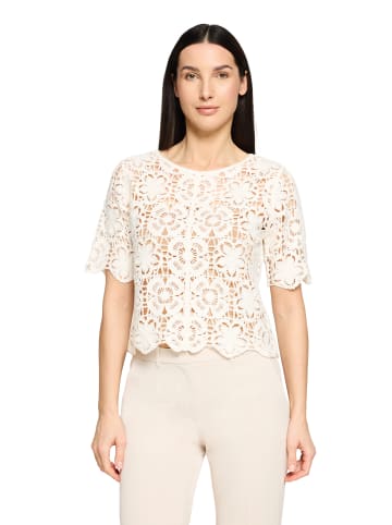 BETTY & CO Lochstrick-Pullover mit U-Boot-Ausschnitt in Rohweiß