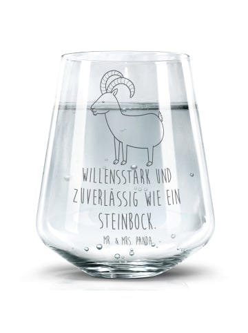 Mr. & Mrs. Panda Trinkglas Sternzeichen Steinbock mit Spruch in Transparent