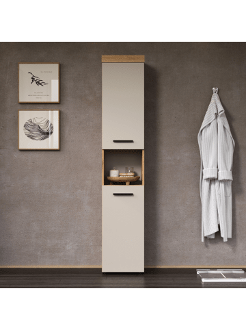 CALICOSY Badezimmerschrank MINA in Beige - (W)36 x (H)184 x (L)31 cm