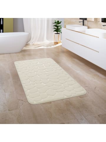 KADIMA DESIGN Waschbarer Teppich Badezimmer waschmaschinenwaschbar Abstrakt 3D in Creme