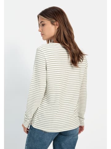 Camel Active Langarmshirt aus Organic Cotton in Grün-Weiß
