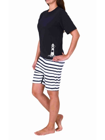 NORMANN Pflegeoverall kurzarm Schlafanzug Reissverschluss - 77820 in navy