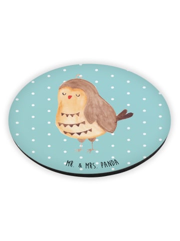 Mr. & Mrs. Panda Magnet für Fotos Eule Zufrieden ohne Spruch in Türkis Pastell