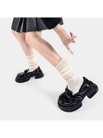 MUNADUNA 3er-Pack Faltende Lange Socken in Weiß