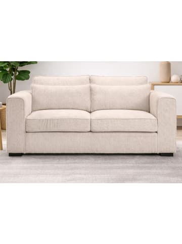 Inn.Furn Sofa grau-beige Cord 2,5-Sitzer 200 cm, Couch mit Wellenfederung