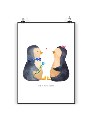 Mr. & Mrs. Panda Wandbild Pinguin Pärchen ohne Spruch in Weiß