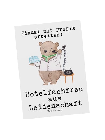Mr. & Mrs. Panda Grußkarte Hotelfachfrau Leidenschaft mit Spruch in Weiß