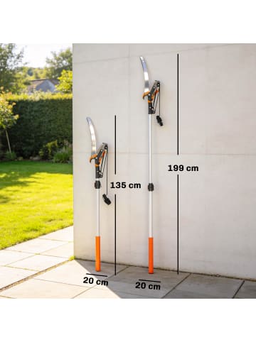 Outsunny Teleskop Astsäge mit Astschere,135-199L x 20B x 3,3H cm,Orange