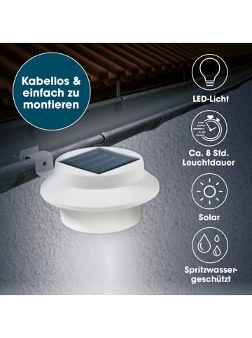 EASYmaxx Solar-Leuchte Dachrinne rund 3er-Set 1,2V weiß  Weiß