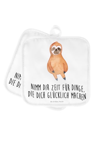 Mr. & Mrs. Panda Topfuntersetzer Faultier Zufrieden mit Spruch in Weiß