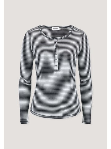 Hessnatur Hessnatur Softrib Streifen Henley Fitted aus Bio-Baumwolle und Modal in marine