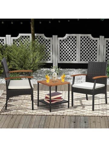 COSTWAY 2er Set Gartenstuhl in Braun