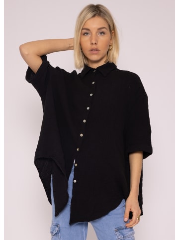SASSYCLASSY Oversize Musselin Bluse in Schwarz