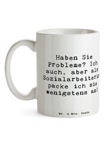 Mr. & Mrs. Panda Tasse Sozialarbeiterin Probleme mit Spruch in Weiß
