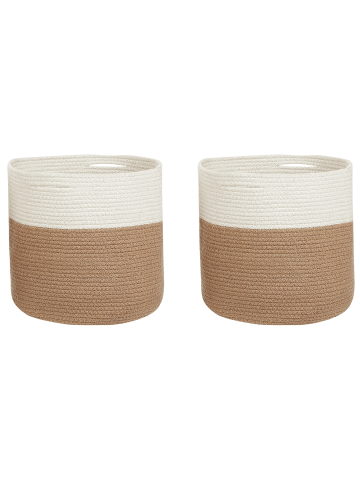 Beliani 2er-Set Korb ARDESEN in Beige/Weiß