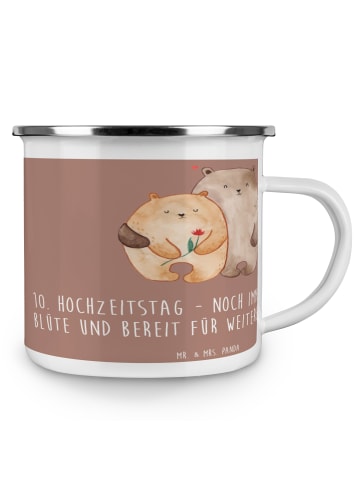 Mr. & Mrs. Panda Kaffeetasse 10. Hochzeitstag Rosenhochzeit mit ... in Braun Pastell