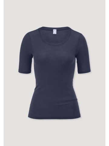 Hessnatur Hessnatur T-Shirt PURE FUNCTION aus Bio-Merinowolle mit Seide in graphitblau