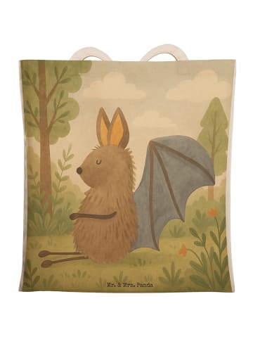 Mr. & Mrs. Panda Tote Bag Fledermaus Sitzen Design ohne Spruch in Weiß
