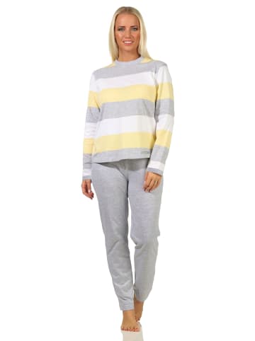 NORMANN Pyjama langarm Block Streifen - 64928 in gelb