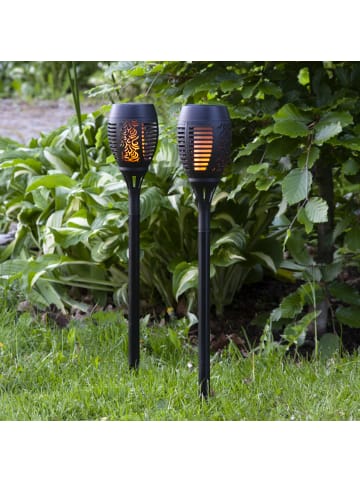 MARELIDA 4x LED Solar Garten Fackel mit  Flammeneffekt Wegleuchte H: 50cm in schwarz