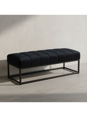 KADIMA DESIGN Sitzbank Samt 108x40x40 cm Flur Polsterbank mit Metallgestell in Schwarz