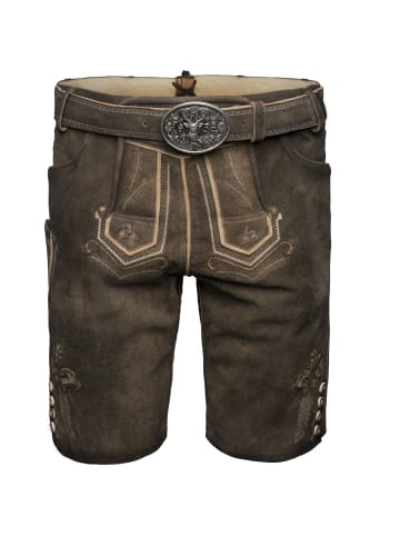 KRÜGER Lederhose Milo mit Gürtel in braun
