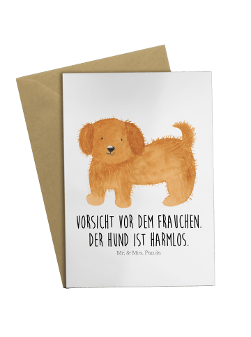 Mr. & Mrs. Panda Grußkarte Hund Flauschig mit Spruch in Weiß
