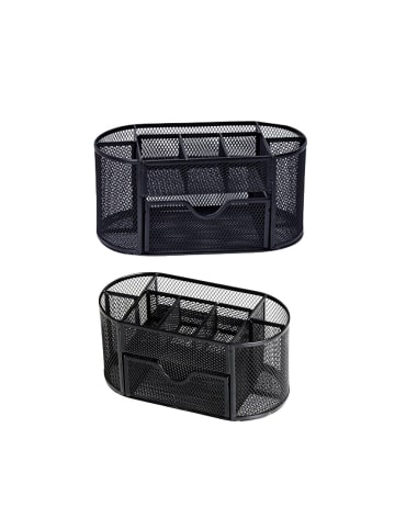 Wisam® Büro Organizer Metall Box mit Schublade Schwarz