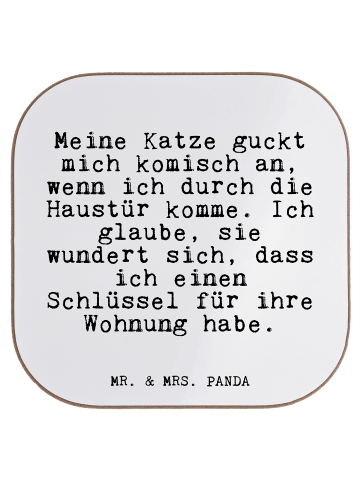 Mr. & Mrs. Panda Tischuntersetzer Meine Katze guckt mich... mit ... in Weiß