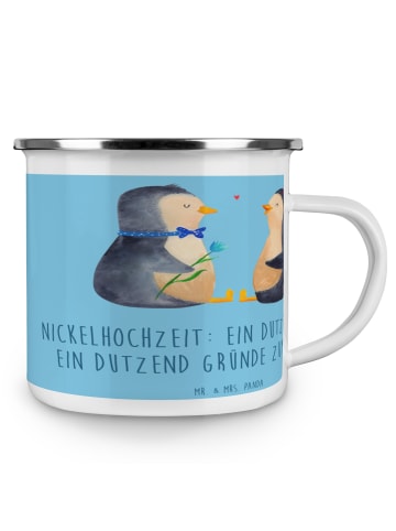 Mr. & Mrs. Panda kaffeetasse emaille 12 Hochzeitstag Nickelhochz... in Sky Blue