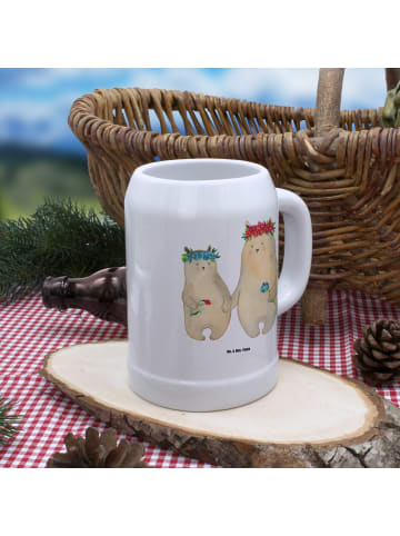 Mr. & Mrs. Panda Krug Bären mit Blumenkranz ohne Spruch in Weiß