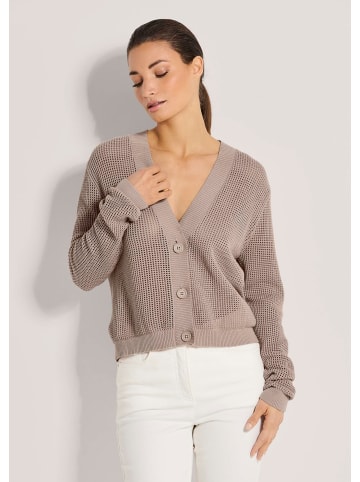 MADELEINE Kurze Ajour-Strickjacke mit Knöpfen in berber