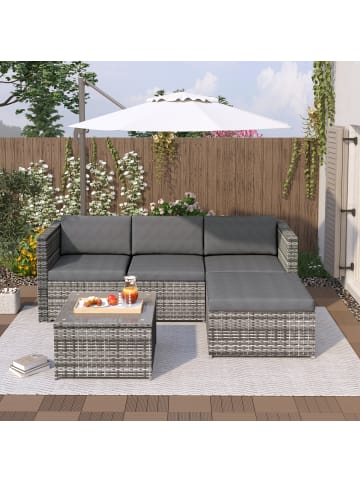 ABRIHOME Polyrattan Lounge Sofagarnitur in Grau