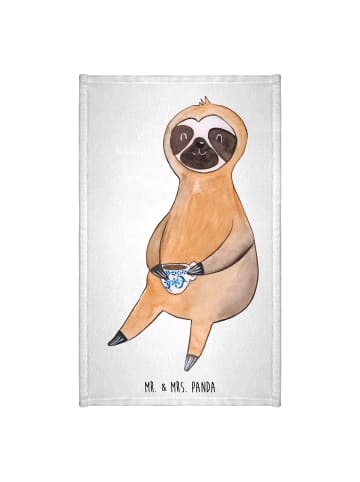 Mr. & Mrs. Panda Mini-Handtuch Faultier Kaffee ohne Spruch in Weiß