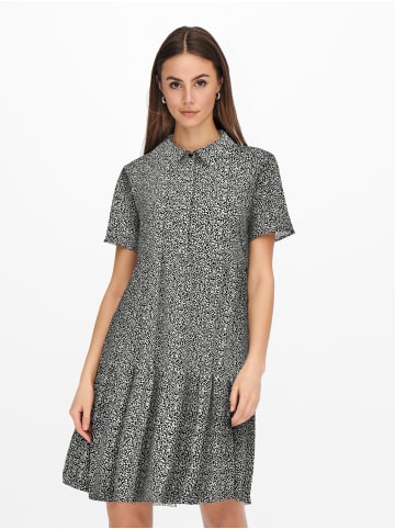 JACQUELINE de YONG Lockeres Mini Print Kleid Blusen Kurzarm Dress JDYPIPER in Schwarz