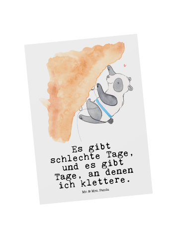 Mr. & Mrs. Panda Postkarte Panda Klettern mit Spruch in Weiß