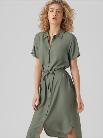 Vero Moda Leichtes Kurzärmliges Basic Midi Kleid VMBUMPY in Grün-2