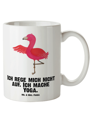 Mr. & Mrs. Panda Große Kaffeetasse Flamingo Yoga mit Spruch in Weiß