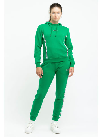 Tom Barron Freizeitanzug Tom Barron Women Regular Fit Line Pattern Sweatshirt Hoddie And Pant Set in grün