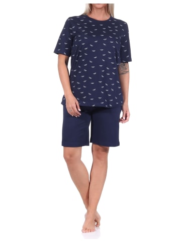 NORMANN kurzarm Schlafanzug Shorty Pyjama - 72924 in marine