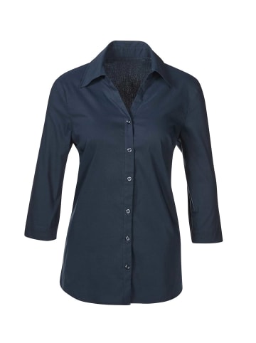 GOLDNER Kurzgröße:  Bluse Stretchbequeme Bluse mit Baumwolle in marine