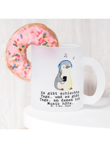 Mr. & Mrs. Panda Häferl Pinguin Musik hören mit Spruch in Transparent
