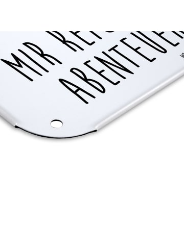 Mr. & Mrs. Panda Retro Blechschild Einhorn Bergsteiger mit Spruch in Weiß