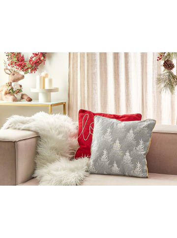 Beliani Dekokissen BILLBERGIA in Grau/Gold/Weiß - (W) 45 x (H) 10 x (L) 45 cm