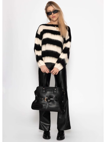 SASSYCLASSY Gestreifter Pullover in Schwarz